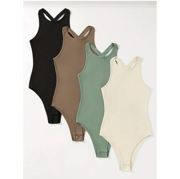 Boutique Crewneck Solid Color 4 Pack Bodysuit - Picture 1 of 7